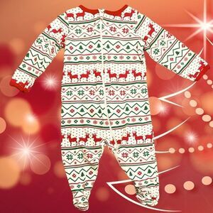 HOLIDAY Time Size 6-9M Baby Unisex Christmas Footie Jumpsuit